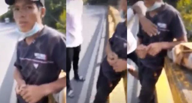 video goes viral in peru of venezuelans throwing a young man off a bridge
